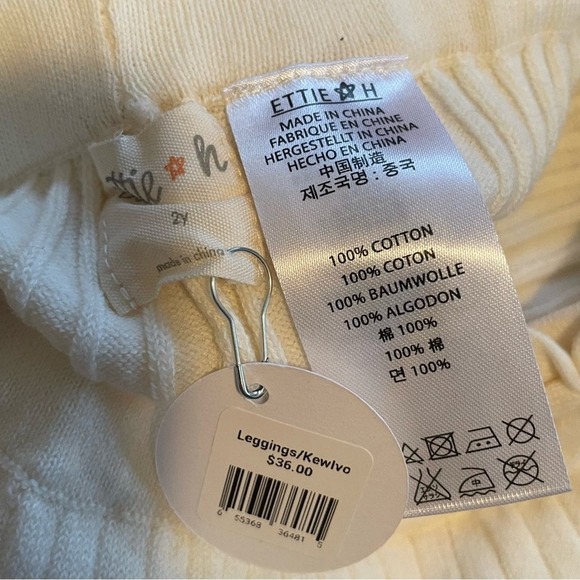Ettie H Toddler Girls Ribbed Cotton Casual Pants Leggings Size 3 Years New NWT - Picture 3 of 4